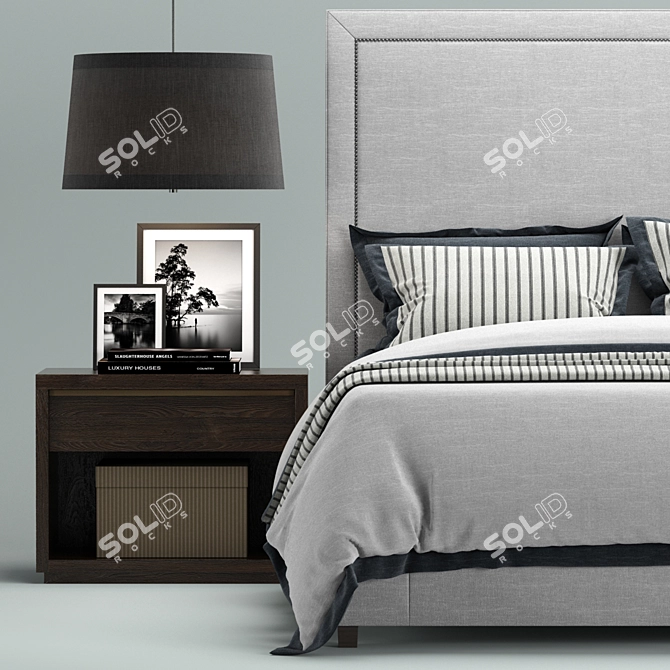 Luxury Wallace Upholstered Bed 3D model image 2