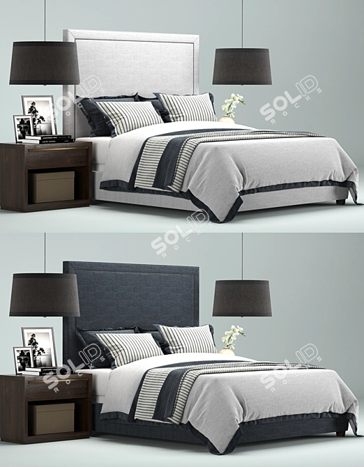 Luxury Wallace Upholstered Bed 3D model image 3