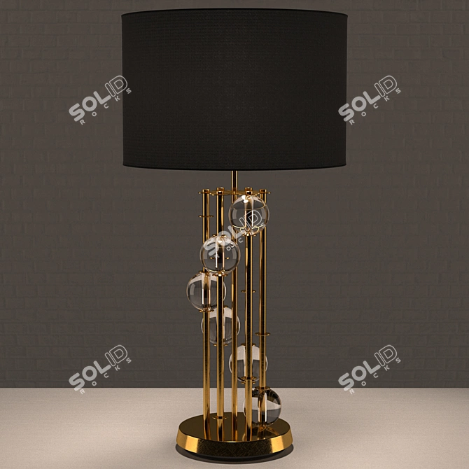 Modern Style Gold Metal and Glass Lamp 3D model image 2