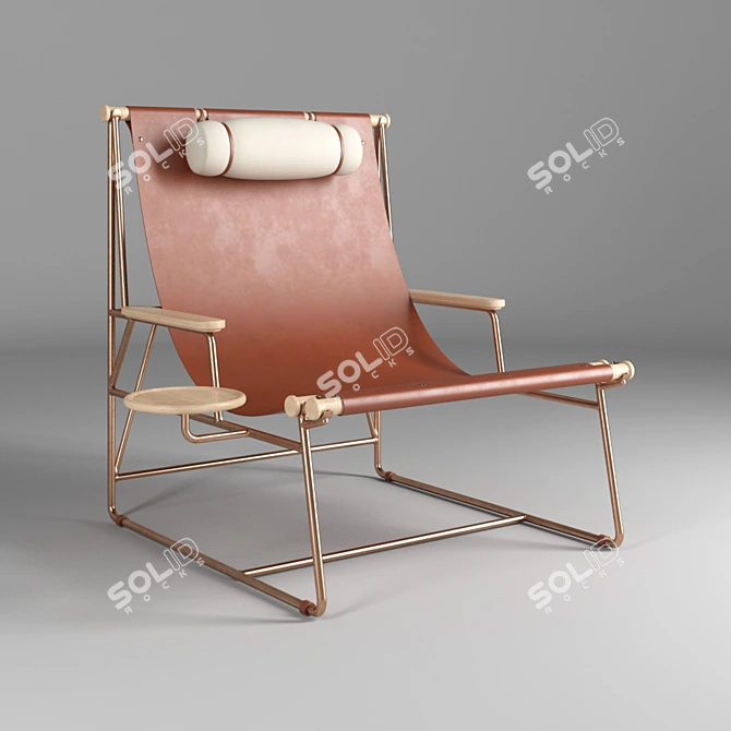 Luxury Leather Deck Chair 3D model image 1