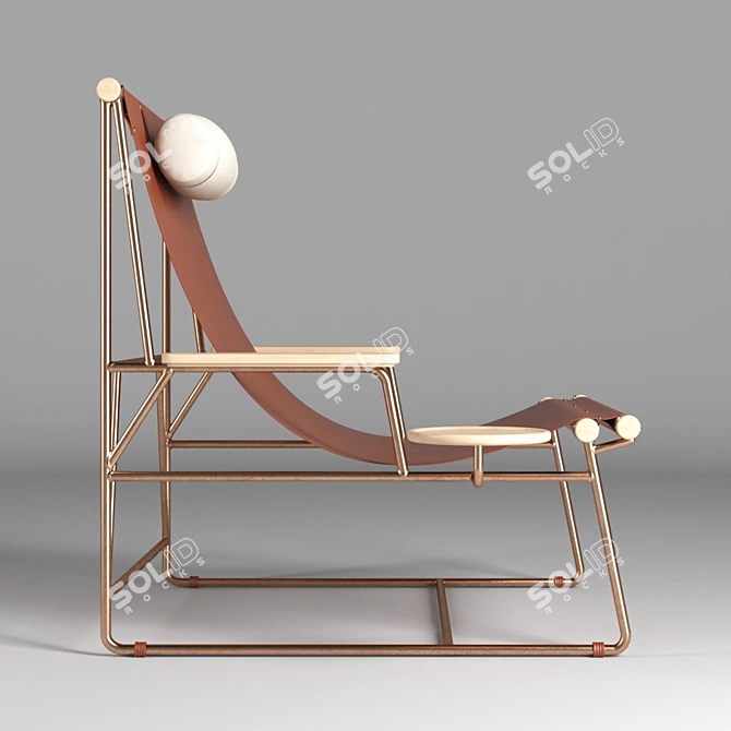 Luxury Leather Deck Chair 3D model image 3