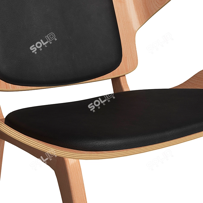 Modern Oak Wingback Chair 3D model image 2