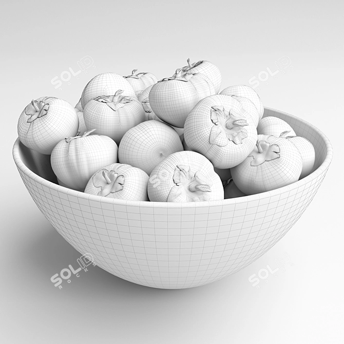 Elegant Persimmons Bowl: Functional and Stylish 3D model image 2