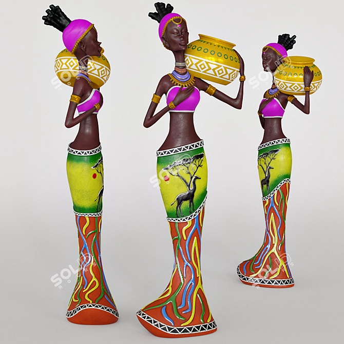 African Beauty Statue 3D model image 1