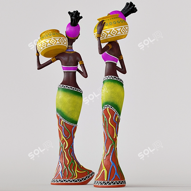 African Beauty Statue 3D model image 2