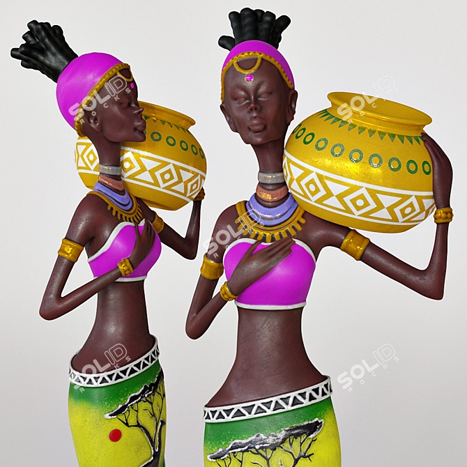 African Beauty Statue 3D model image 3