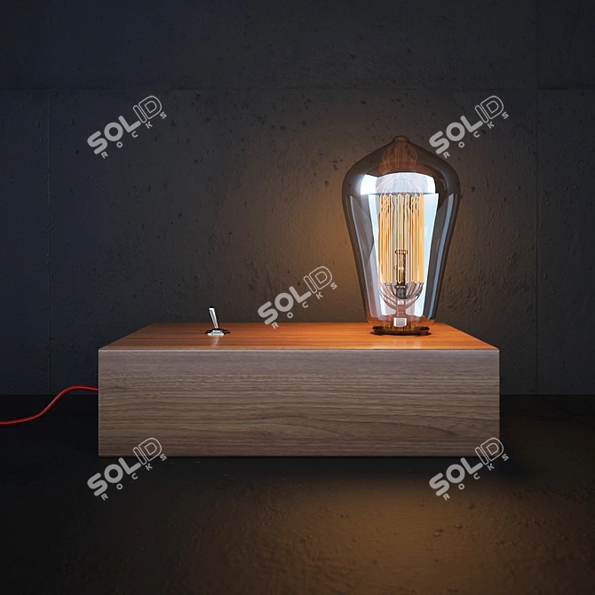 Vintage Edison Wooden Shade 3D model image 1