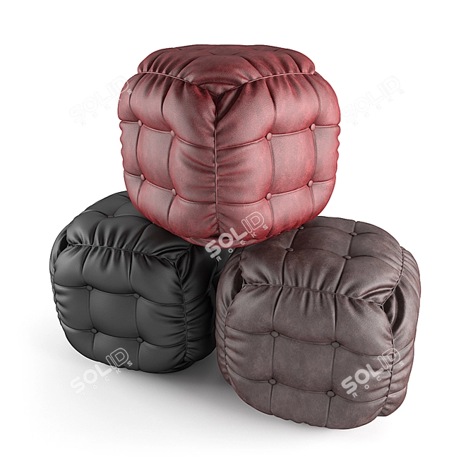 Luxurious Leather Pouf 3D model image 1