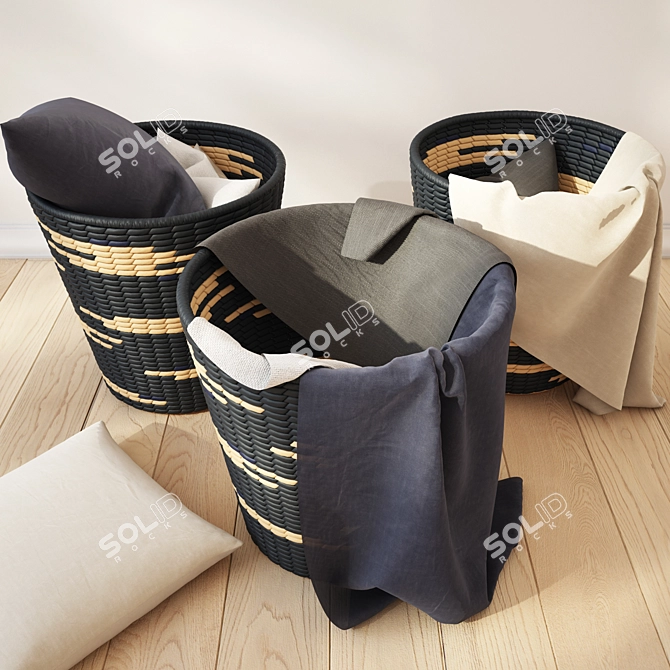 Rustic Bamboo Basket: Perfect for Storage & Decor 3D model image 2