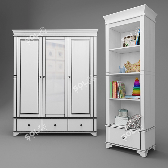 Bailey Wardrobe & Shelving: Stylish Storage Solution 3D model image 3