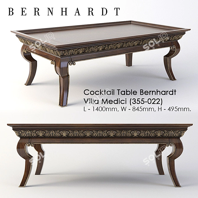 Bernhardt Villa Medici Coffee Table (355-022) - Classical Elegance for Your Living Space 3D model image 1