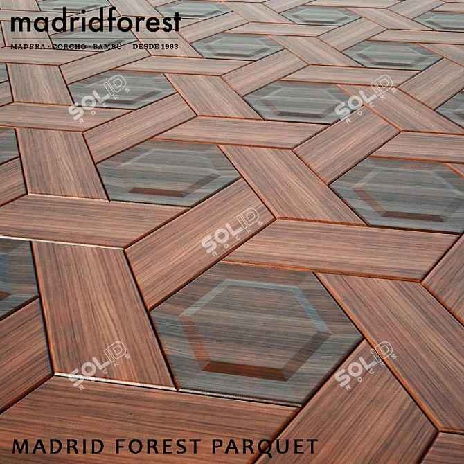 Natural Elegance: Madrid Parquet Tiles 3D model image 1