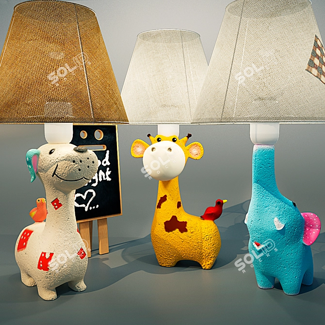 Playful Kids Table Lamps 3D model image 1