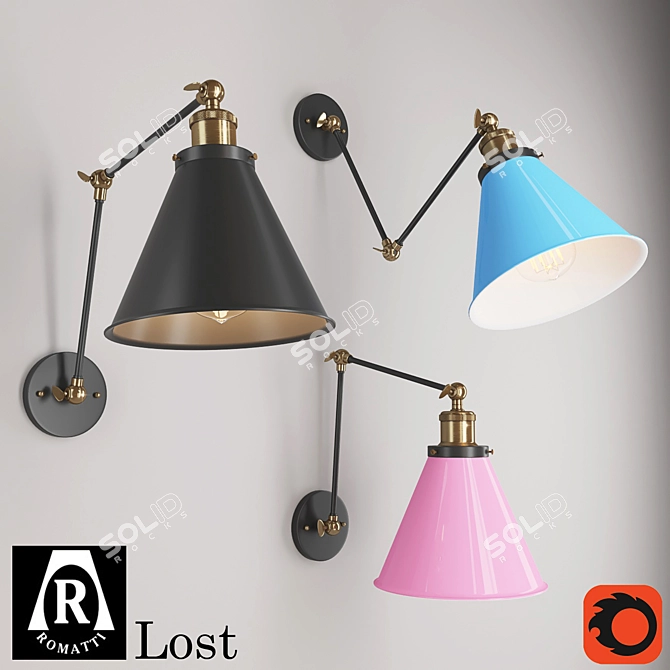 Romatti Lost Wall Light: Adjustable Pendant with Rotating Lampshade 3D model image 1