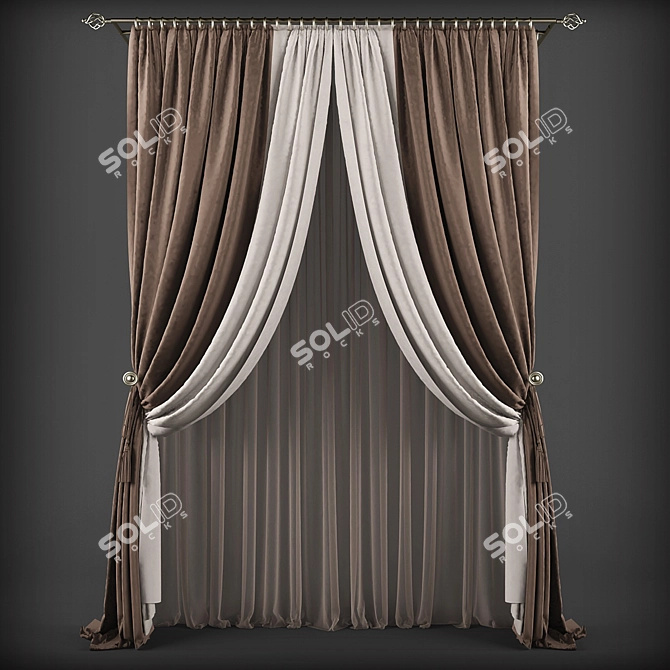 Elegant Classic Curtains 3D model image 1