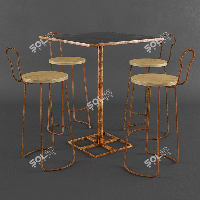 Rusty Metal in Me: Architect Solmaz Fooladi Chair & Table 3D model image 1