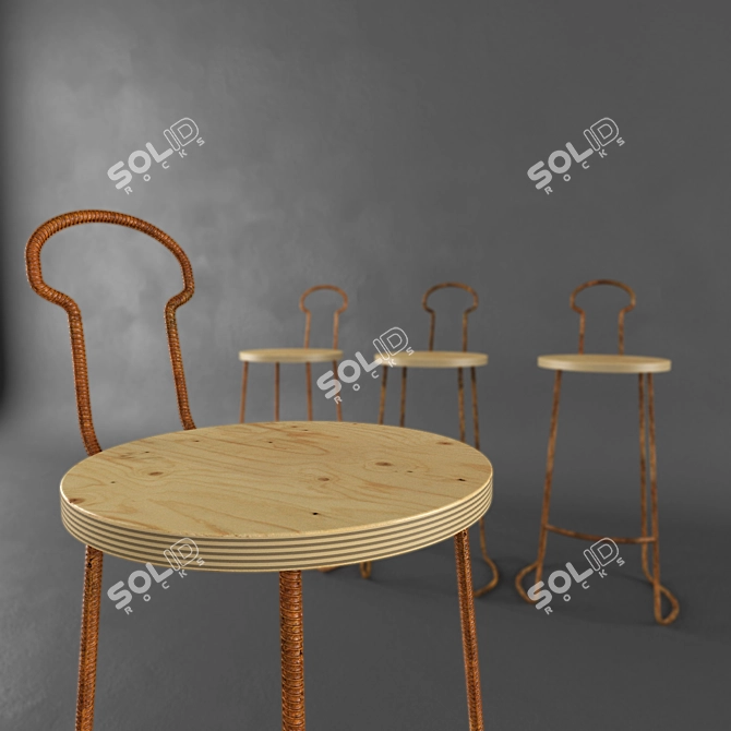 Rusty Metal in Me: Architect Solmaz Fooladi Chair & Table 3D model image 3