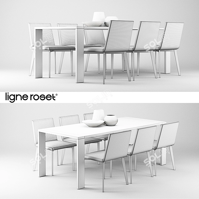 Modern Elegance: Ligne Roset Allen Table and Mogador Chair 3D model image 2