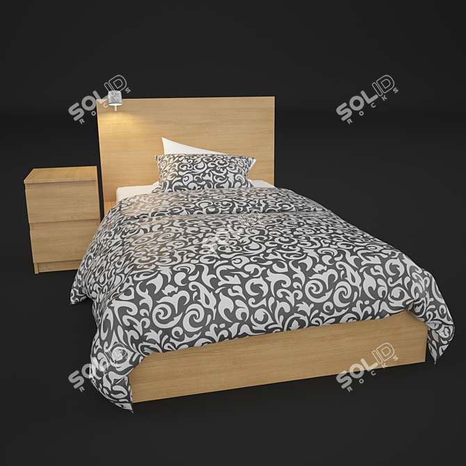 IKEA Malm Bed Set 3D model image 2