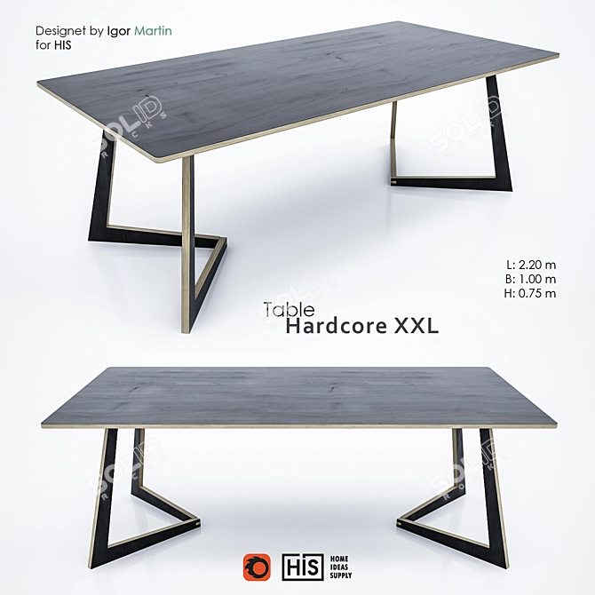 Ultimate Workspace: Hardcore XXL Conference Table 3D model image 1