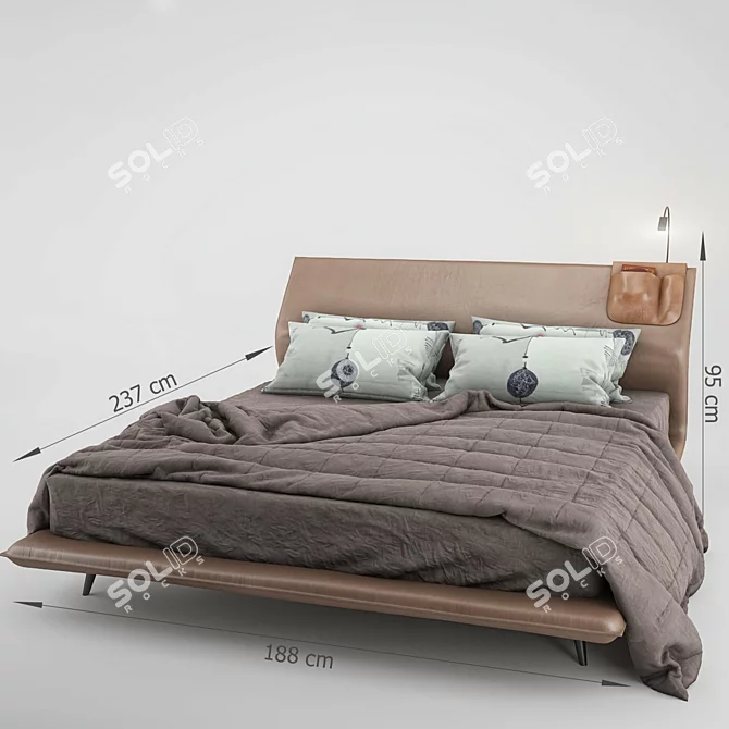 Italian Made Molteni&C Bed 3D model image 2