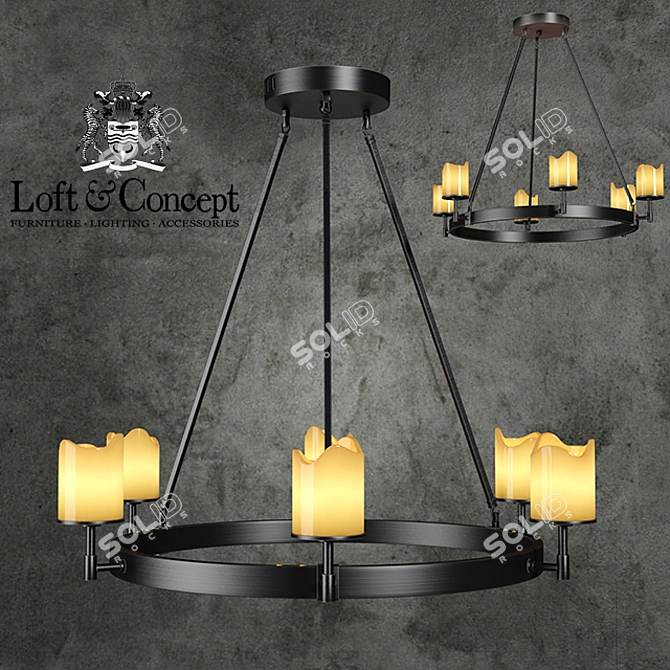 Industrial Style Black Chandelier 3D model image 1
