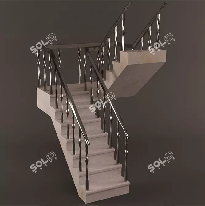  Sleek Modern Staircase Set 3D model image 1