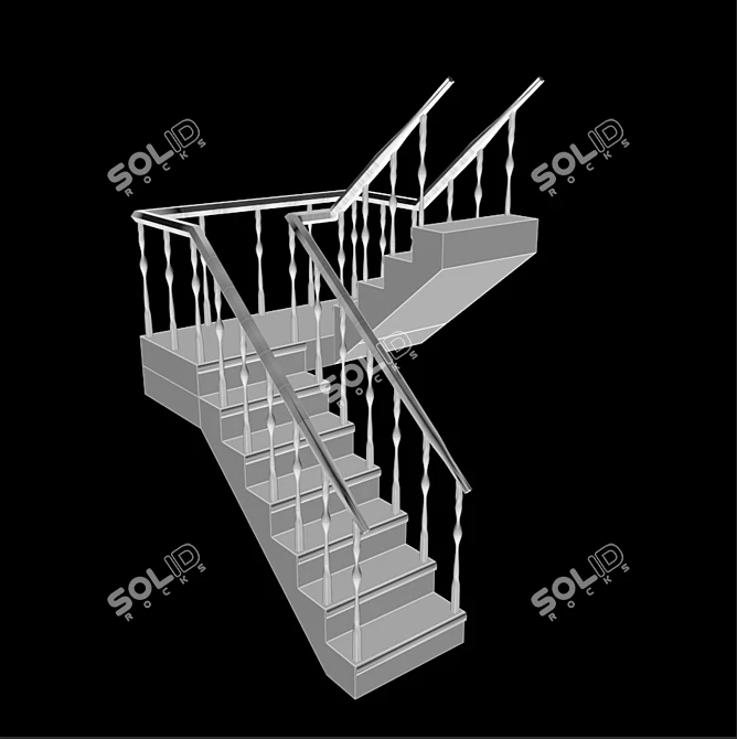  Sleek Modern Staircase Set 3D model image 3