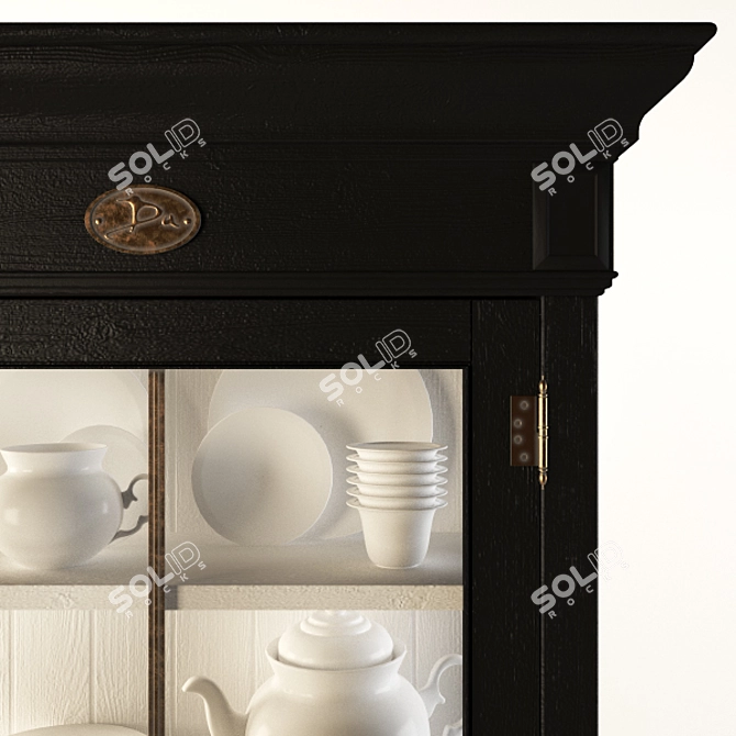 Antique Replica Buffet with Dinnerware Set 3D model image 2