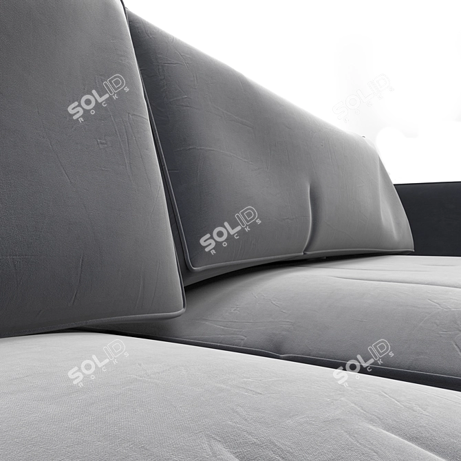 Elegant Gray Velvet Sofa 3D model image 3