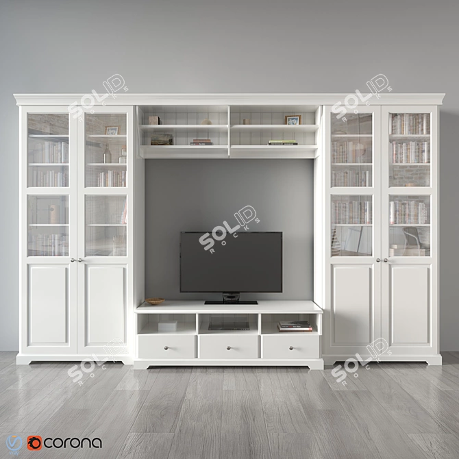 LIATORP IKEA Decor Set: TV Storage, Glass-Door Bookcase, TV Bench, Bridging Shelf 3D model image 1