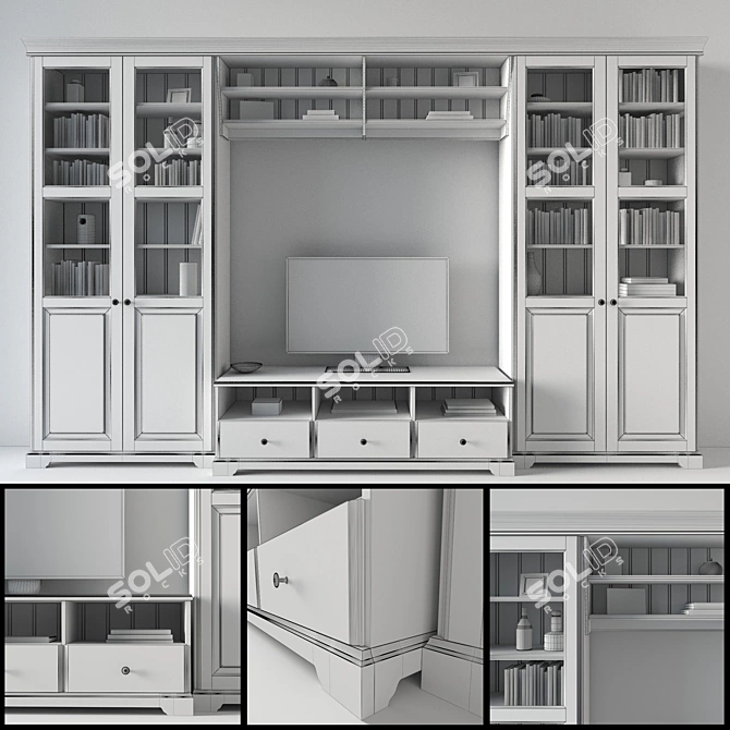LIATORP IKEA Decor Set: TV Storage, Glass-Door Bookcase, TV Bench, Bridging Shelf 3D model image 2