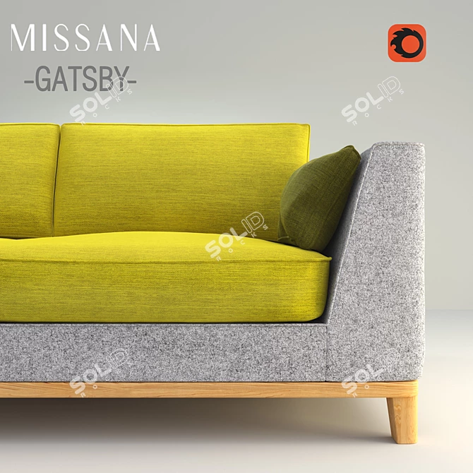 Elegant Art Deco Gatsby Sofa 3D model image 1