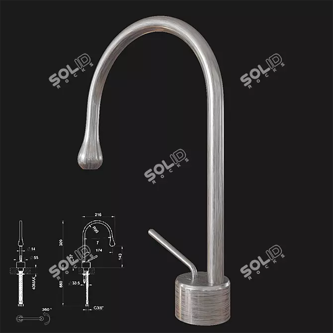 GESSI GOCCIA Basin Mixer 3D model image 2