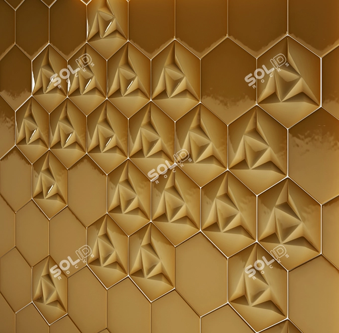 ETRURIA Hexagonal Ceramic Wall Tile 3D model image 2