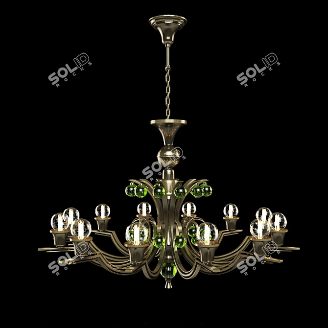 Vintage Art Deco Chandelier 3D model image 1