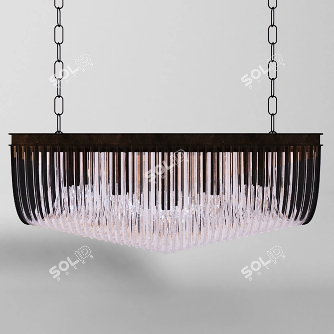 Elegant Glass and Metal Chandelier 3D model image 1