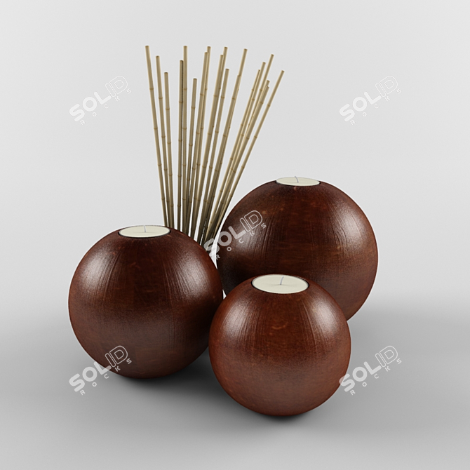 Elegant Bamboo Candle Vases 3D model image 1