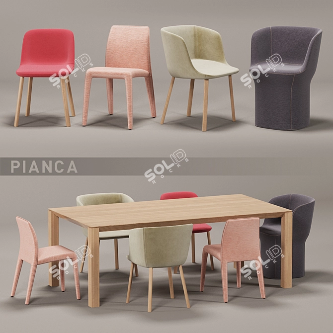 Modern Pianca Chair Set 3D model image 1