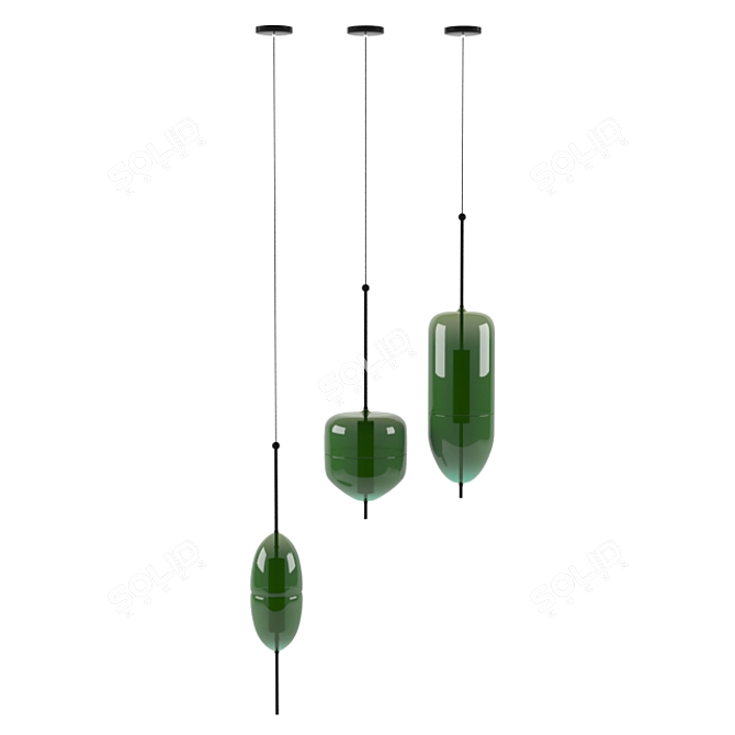 Elegant Green Pendant Lighting 3D model image 1