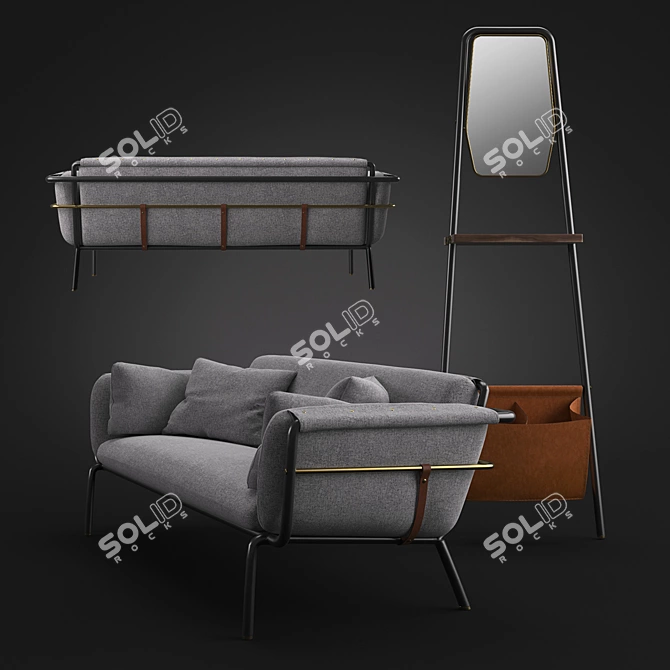 Stellar Works Valet Love Seat 3D model image 2