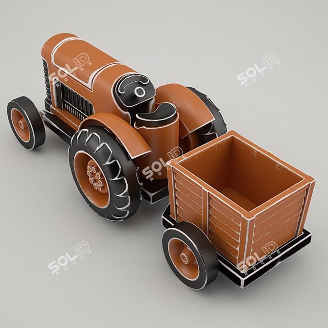 3D Tractor Toy Model Kit 3D model image 1