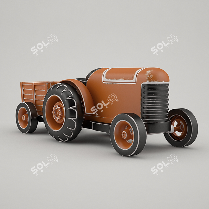 3D Tractor Toy Model Kit 3D model image 2