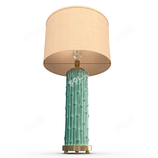 Elegant Teal Glaze Bamboo Table Lamp 3D model image 2