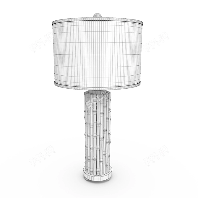 Elegant Teal Glaze Bamboo Table Lamp 3D model image 3