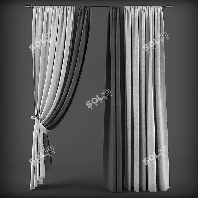 Two-Tone Interlocked Curtains 3D model image 1