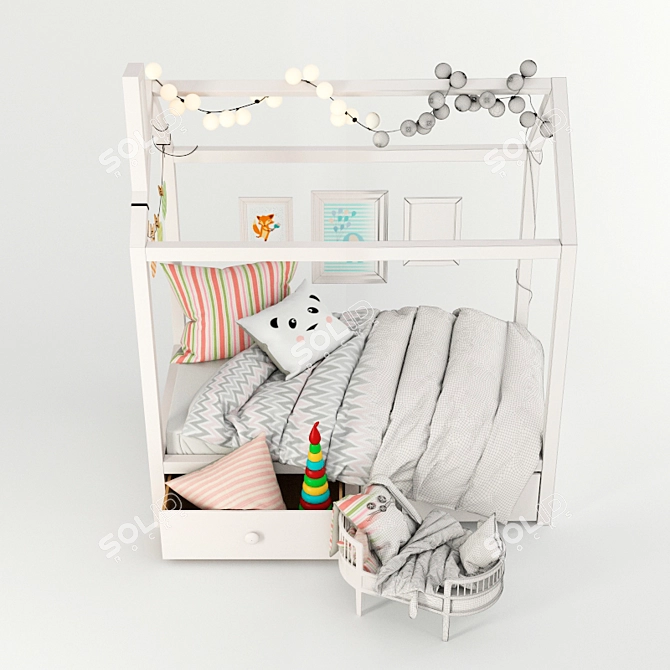 Title: Regal Crown Baby Crib 3D model image 3