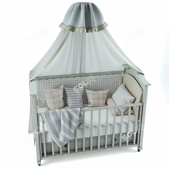 Classic Style Baby Crib 3D model image 2