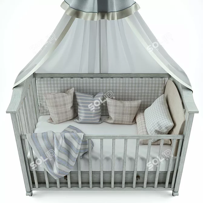 Classic Style Baby Crib 3D model image 3