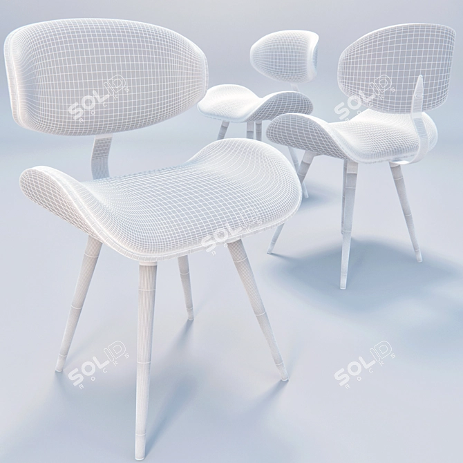 Sleek Round Leg Wooden Chair 3D model image 3